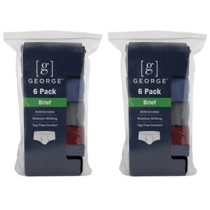George 12 Pack Briefs Mens Underwear Cotton Blend Mid Rise Assorted Colors‎ New